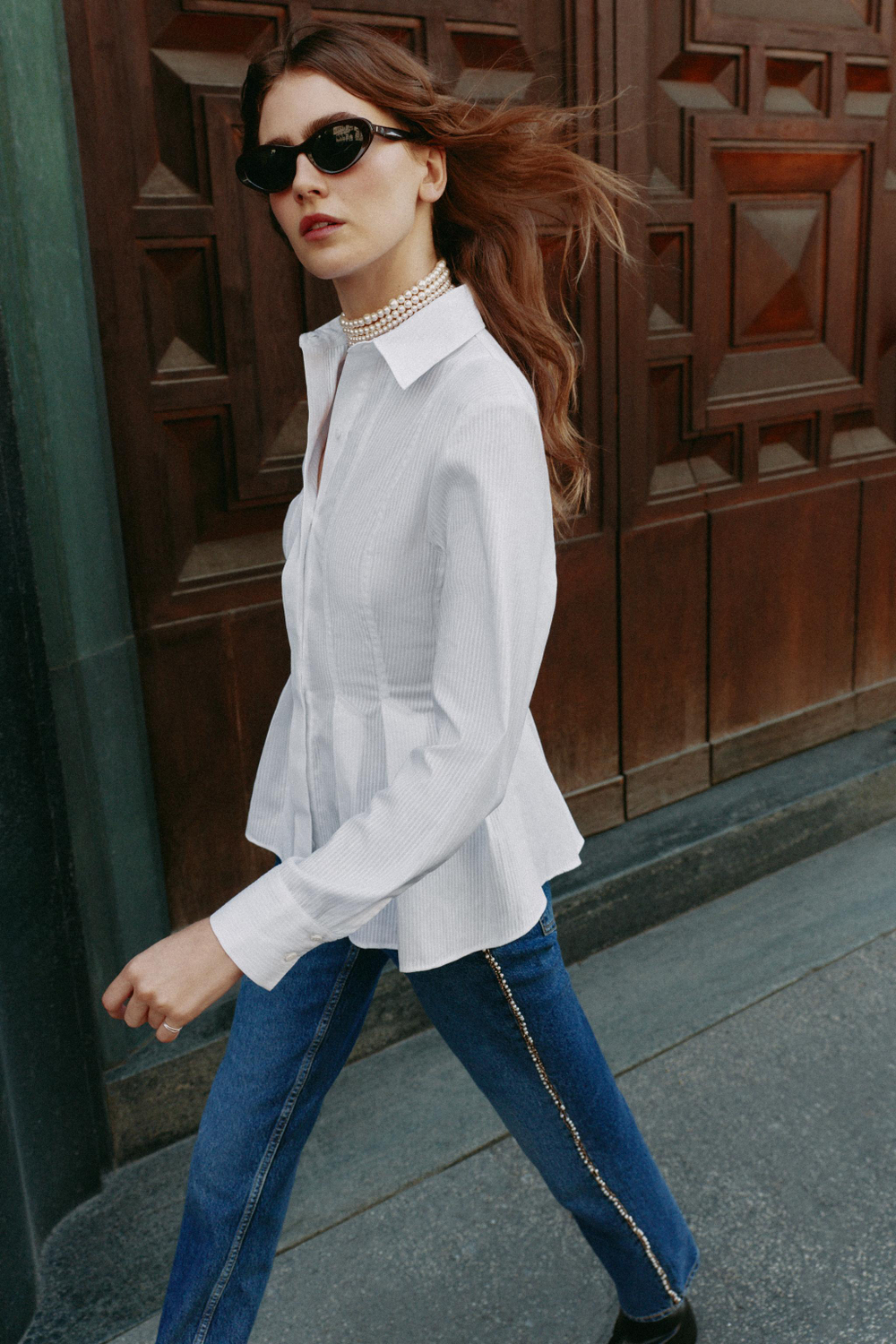 РУБАШКА ИЗ ПОПЛИНА СО СКЛАДКАМИ — ZARA
