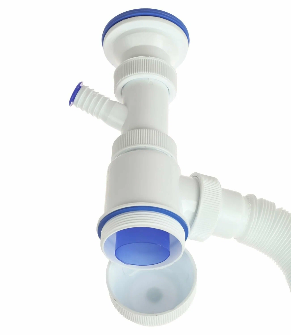 Сифон VIRPLAST 1.1/2 "МИНИ Элит"с нерж.чашкой Ø63 мм, с отв.дляст.м и гофрой 40/50 L800мм арт. 30980679