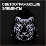 Ранец BRAUBERG SHINY, 2 отделения, "Tiger", СВЕТЯЩИЙСЯ РИСУНОК, 36х28х14 см, 270698