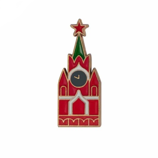 Значок металлический Любимый город Москва. Спасская башня, р-р 5х2,5см