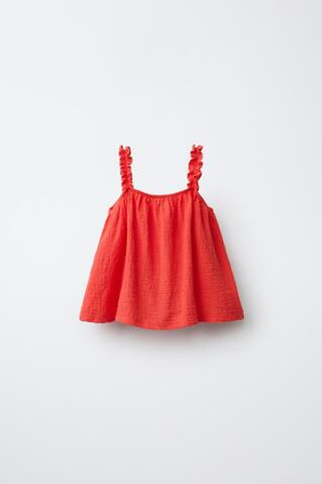 ZARA ТОП С ЭЛАСТИЧНЫМИ БРЕТЕЛЯМИ, КРАСНЫЙ