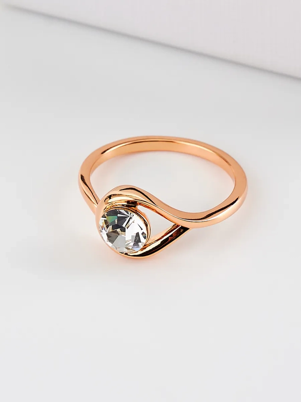 Кольцо Белла с белым кристаллом Swarovski