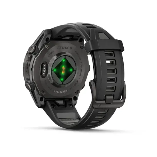 Мультиспортивные GPS часы Garmin Fenix 8S (43 mm) AMOLED, Sapphire Carbon Gray DLC Titanium with Black/Pebble Gray Silicone 010-02903-21
