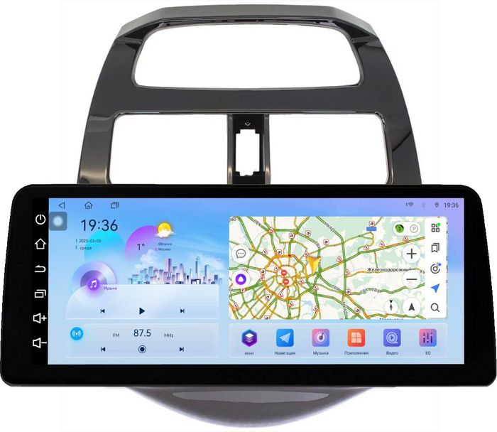 Магнитола для Chevrolet Spark M300 2009-2022, Ravon R2 (рамка глянцевая) - FarCar монитор 12.3" 2K QLED на Android 14, Быстрая, CarPlay, 4G SIM-слот