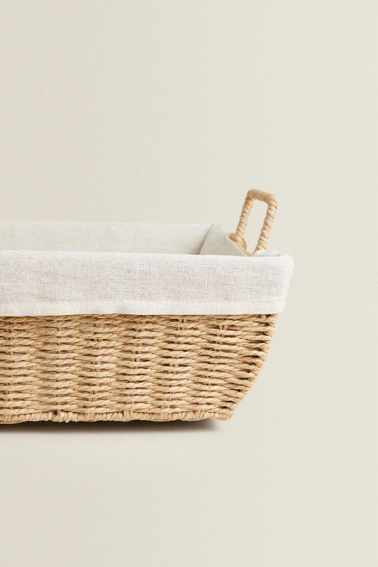 ZARA HOME КОРЗИНА С ТКАНЕВОЙ ПОДКЛАДКОЙ, СВЕТЛО-БЕЖЕВЫЙ