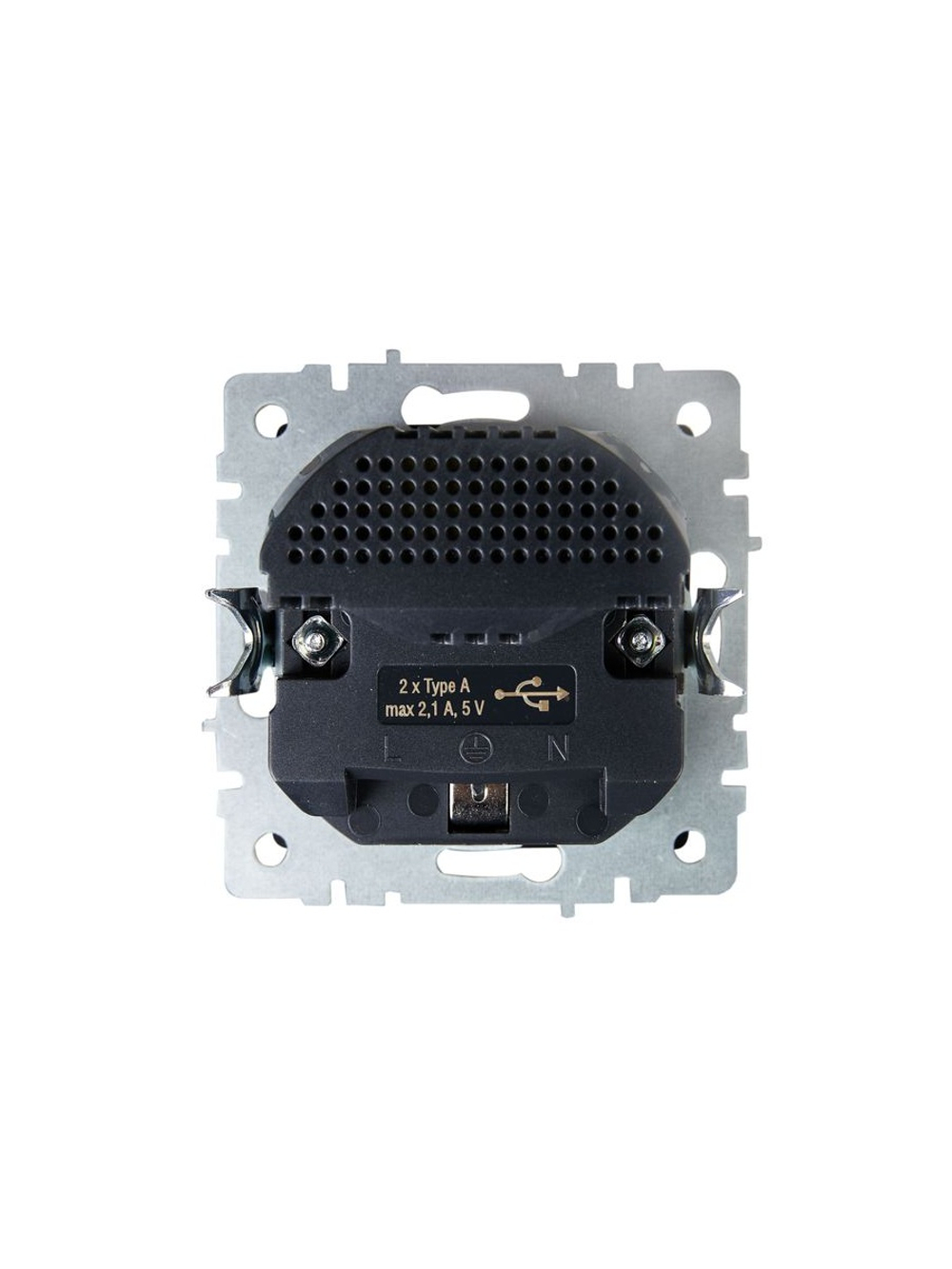 Розетка BRITE РЮш10-1-БрМ 16А с USB A+A 2.1А с заземл. защ. шторки механизм маренго IEK BR-R14-16-U21-D21-K35