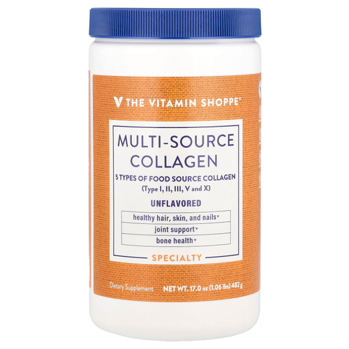 The Vitamin Shoppe, Multi-Source Collagen, без добавок, 482 г (1,06 фунта)