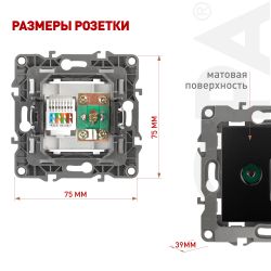 Розетка ЭРА Серия 12 12-3110-05 комбинированная RJ45+TV IP20 антрацит | Эра 12