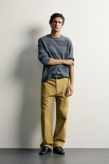 ZARA БРЮКИ С ФАКТУРОЙ «ЕЛОЧКА» И ЭФФЕКТОМ ПОТЕРТОСТИ, ЦВЕТ ОЛИВКОВОГО МАСЛА