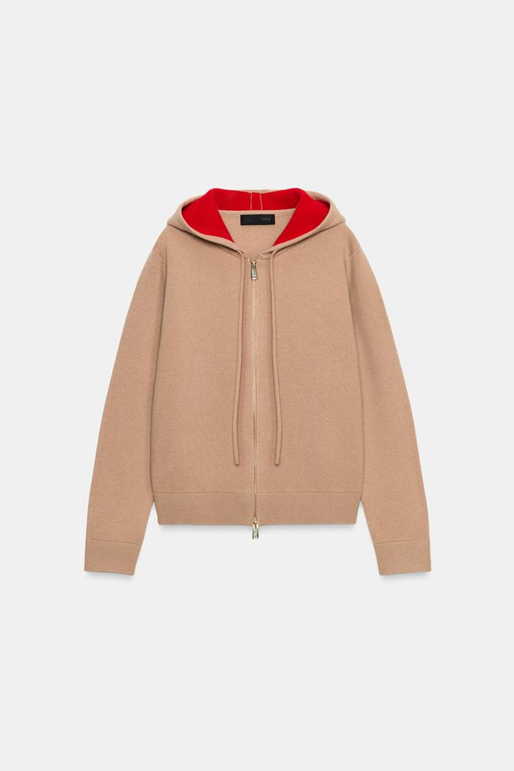 ZARA КУРТКА ИЗ 95% ШЕРСТИ С КАПЮШОНОМ, РЫЖЕВАТО-КОРИЧНЕВЫЙ