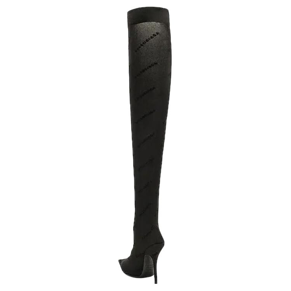 Balenciaga 110mm Flocked-logo Above-knee Boots