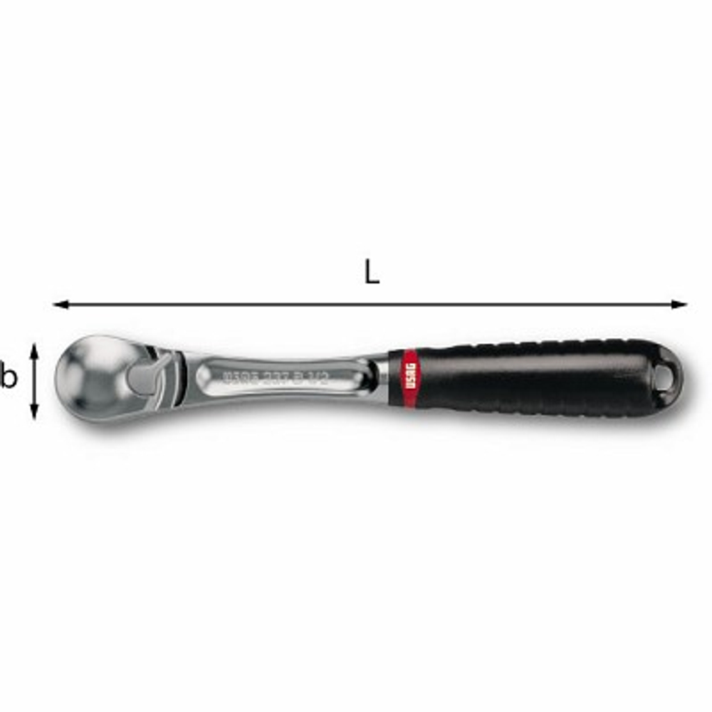 237 B 1/2  Трещотка со скрытым механизмом 1/2", 72 зуба, длина 260 мм, USAG (Италия)