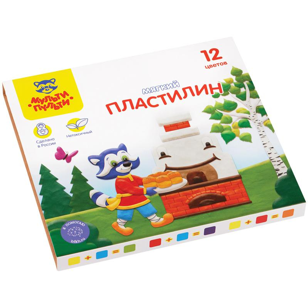 Пластилин мягкий 12цв. 144г. "Енот в сказке" со стеком (Мульти-Пульти)