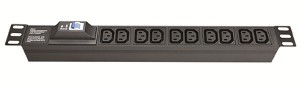Блок распределения питания (PDU) 19" 10A с автоматом 1P, Вых:8 C13, Вх:C14