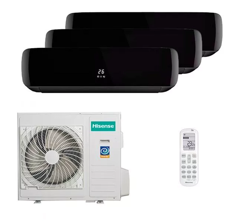 Мульти сплит-система Hisense на 3 комнаты (35+35+35 кв.м.) Black