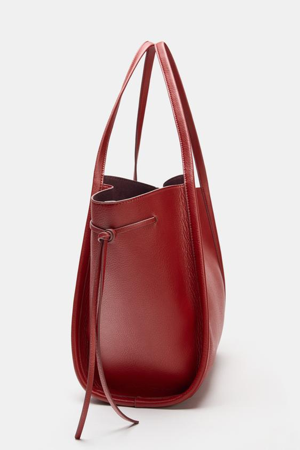 ZARA СУМКА-ШОПЕР С БАНТАМИ, КРАСНЫЙ