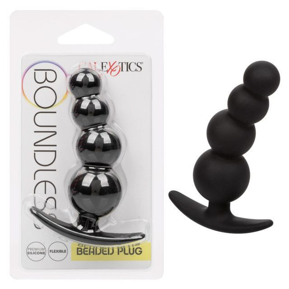 Черная анальная ёлочка для ношения Beaded Plug - 9 см. (Цвет: черный)