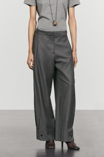 Massimo Dutti Шерстяные брюки с пуговицами снизу, темно-серый
