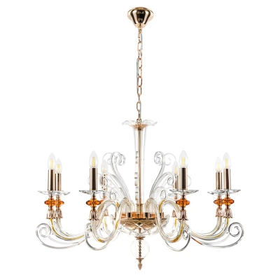 Люстра Crystal Lux CATARINA SP8 V2 GOLD/TRANSPARENT-COGNAC 1361/308