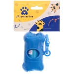Контейнер с пакетами для уборки за собакой с карабином,цвет голубой Ultramarine