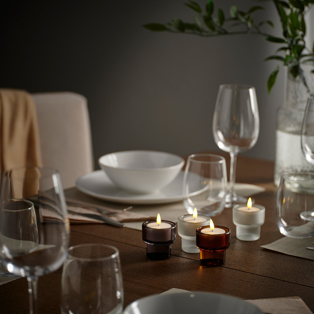 IKEA SKATGÅS  (ИКЕА СКАТГОС)  -  Набор светодиодных свечей-таблеток - с зарядной пластиной белый