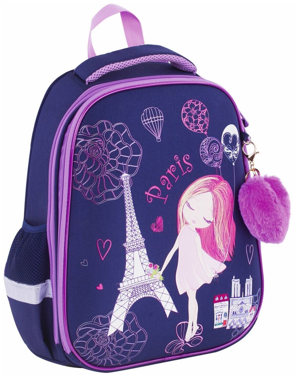 Ранец BRAUBERG PREMIUM, 2 отделения, с брелком, "Paris", 38х29х16 см, 228787