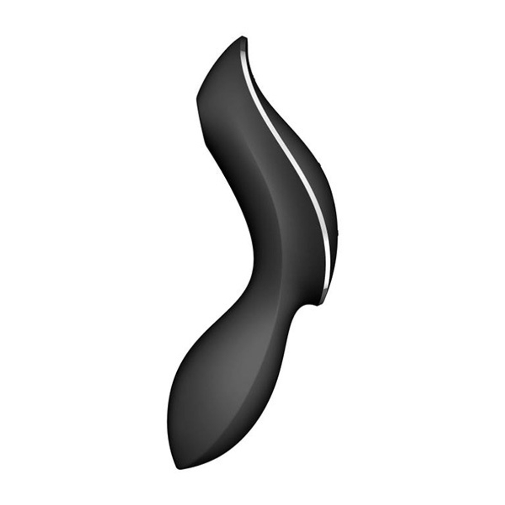 Черный вибромассажер с вакуумной стимуляцией 17,4см Satisfyer Curvy Trinity 2