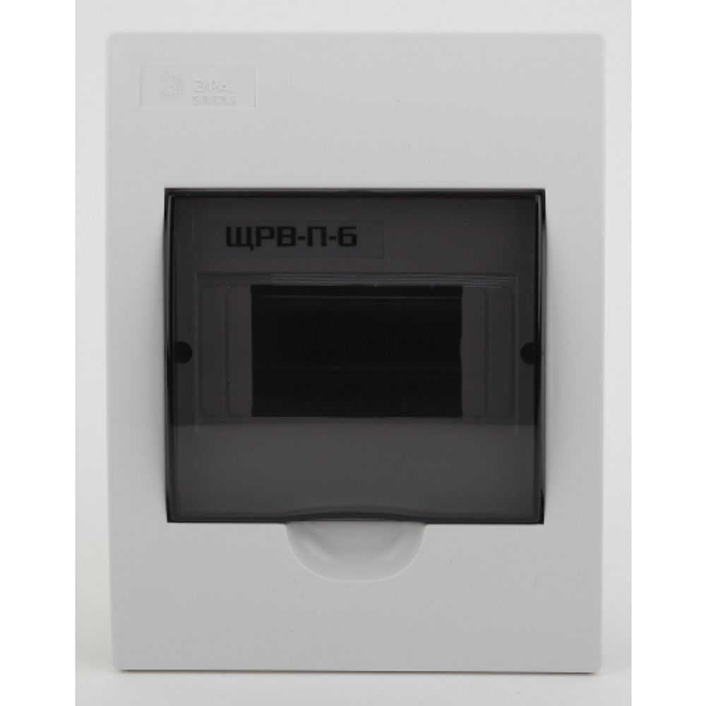 Корпус пластиковый встраиваемый ЭРА SIMPLE ЩРВ-П-06 IP41прозрачная крышка белый | Корпуса пластиковые распределительные