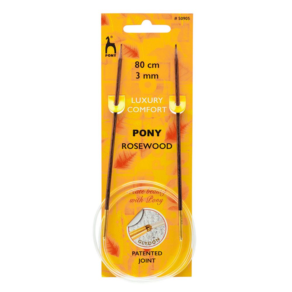 Спицы круговые Pony Rosewood ⌀3.0 мм, 80 см, розовое дерево, 50905