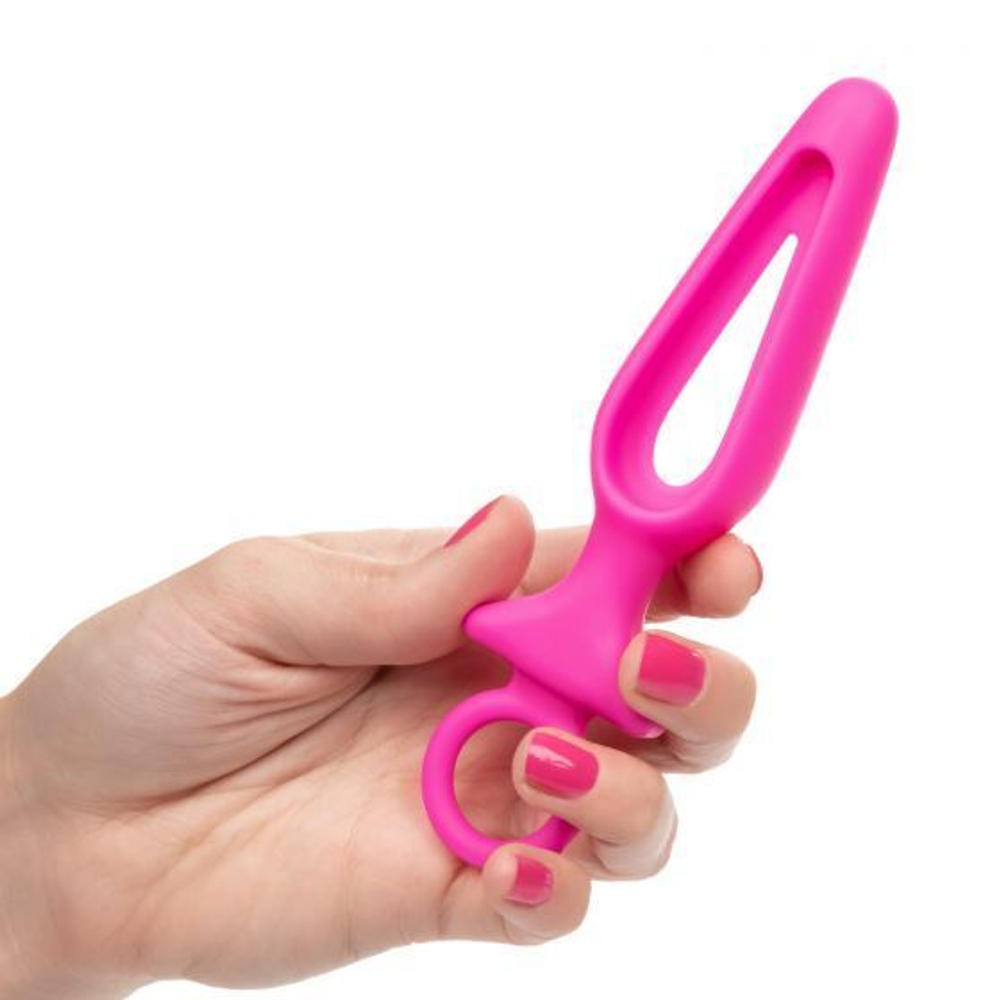 Розовая силиконовая пробка с прорезью Silicone Groove Probe - 10,25 см. (Цвет: розовый)