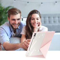 Чехол книжка розового цвета от Dux Ducis для Samsung Tab S10+, S9+, S9 FE+, серия Magi Series Case, с держателем Pencil и функцией автоматического перехода в спящий режим