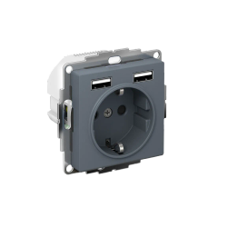 ATLASDESIGN РОЗЕТКА 16А c 2 USB A+A, 5В/2,4А, 2х5В/1,2А, механизм, ГРИФЕЛЬ