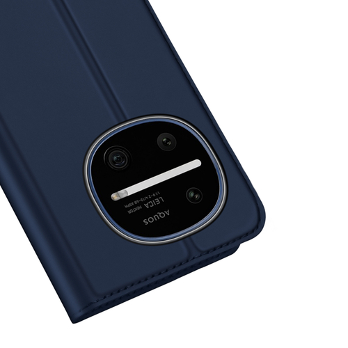 Чехол книжка из кожи синего цвета для смартфона Sharp Aquos R11, серия Skin Pro Series от Dux Ducis