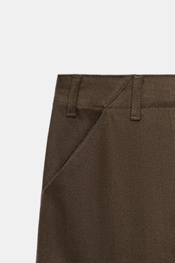 ZARA БРЮКИ-КАРГО CAPRI — ZW COLLECTION, КОРИЧНЕВЫЙ