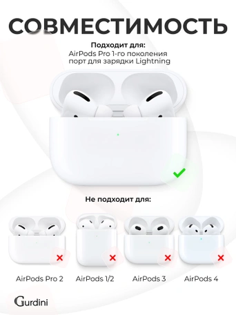 Чехол для Airpods Pro Gurdini прорезиненный soft touch c карабином Белый