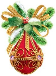 Набор для оформления на двухстороннем скотче "Елочная игрушка", 18 см, 10 шт., красный