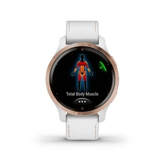 Смарт часы Garmin Venu 2S Безель цвета розового золота с кожаным ремешком 010-02429-23