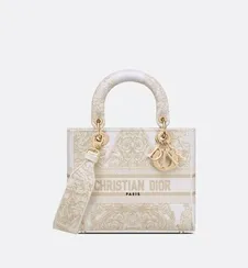 Сумка Dior Lady D-lite, модель среднего формата белый