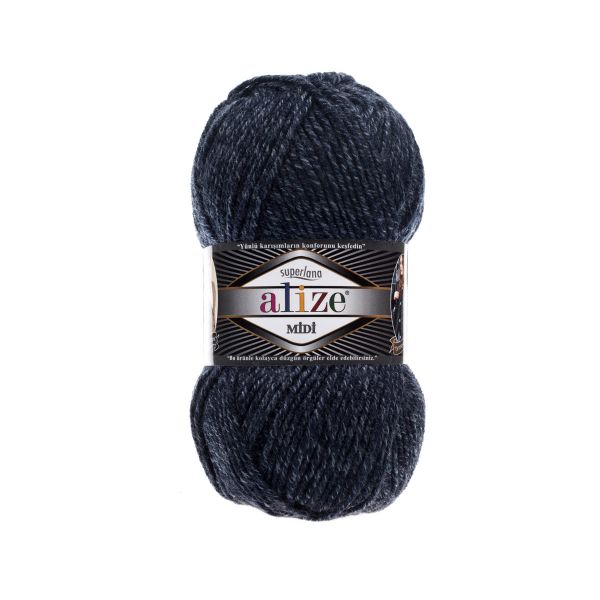 Пряжа Alize (Ализе) Superlana Midi / уп.5 мот. по 100 г, 170м, 805 темно-синий жаспе A