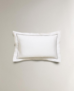 ZARA HOME САТИНОВАЯ НАВОЛОЧКА С КОНТРАСТНОЙ КАЙМОЙ, ЧЕРНЫЙ