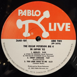 Винтажная виниловая пластинка LP The Oscar Peterson Big 4 Freedom Song (USA 1983)