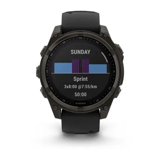 Мультиспортивные GPS часы Garmin Fenix 8 (47 mm) Solar, Sapphire Carbon Gray DLC Titanium with Black/Pebble Gray 010-02906-11