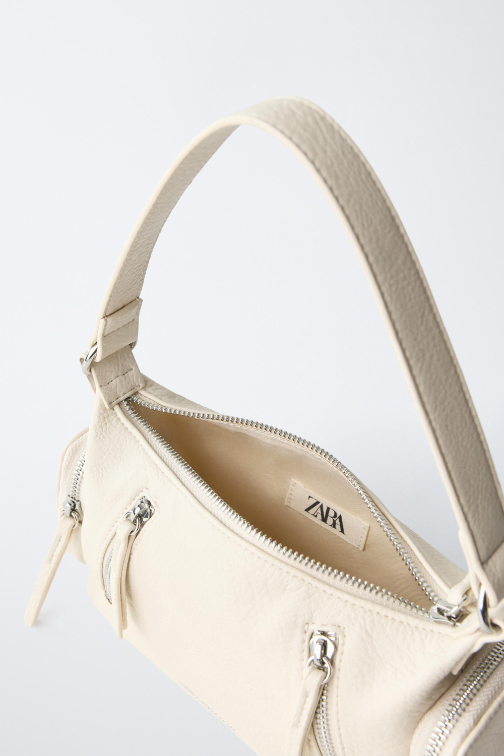 ZARA СУМКА НА МОЛНИИ, ЭКРЮ