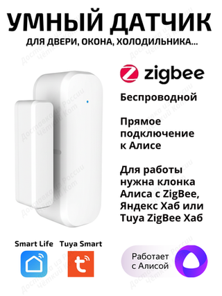 Умный датчик Tuya ZigBee открытия двери для Алисы
