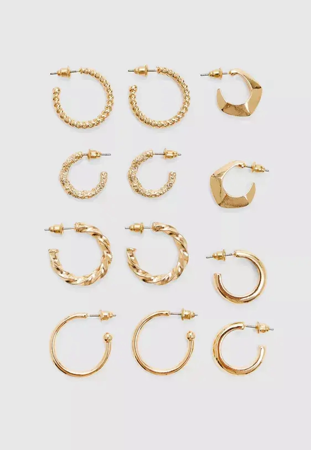 STRADIVARIUS Набор из 6 пар базовых сережек, золотой