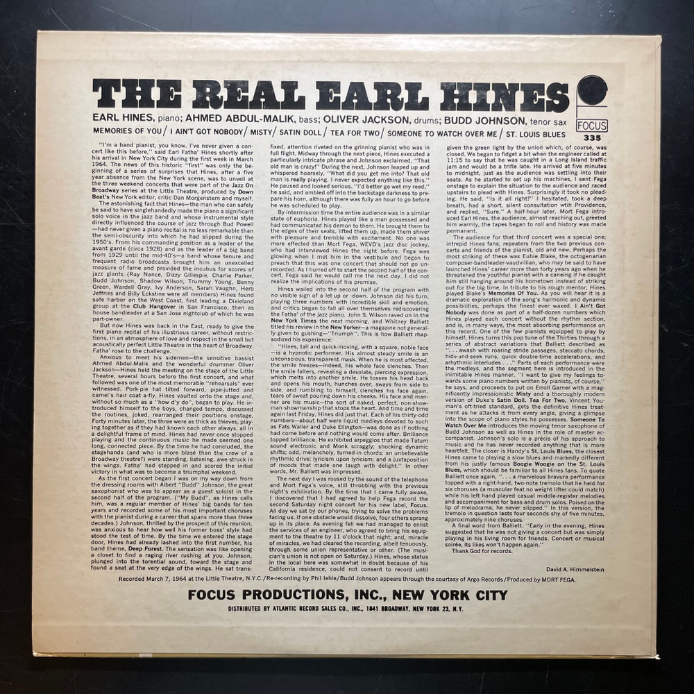 Earl Hines ‎– Recorded Live! In Concert (Япония) Promo