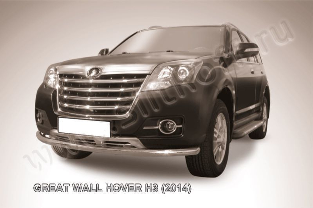 Защита переднего бампера (нержавейка) Great Wall Hover H3 (2014-2016) d57
