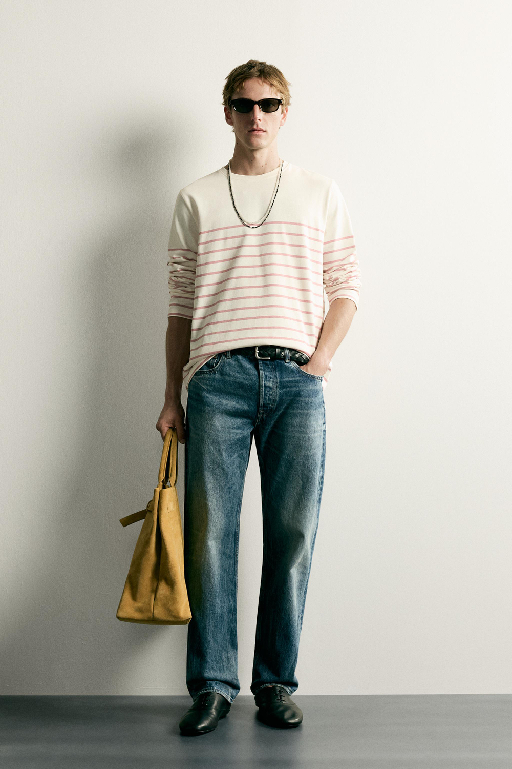 ЖАККАРДОВАЯ ФУТБОЛКА СВОБОДНОГО КРОЯ В ПОЛОСКУ — ZARA · 0722/324