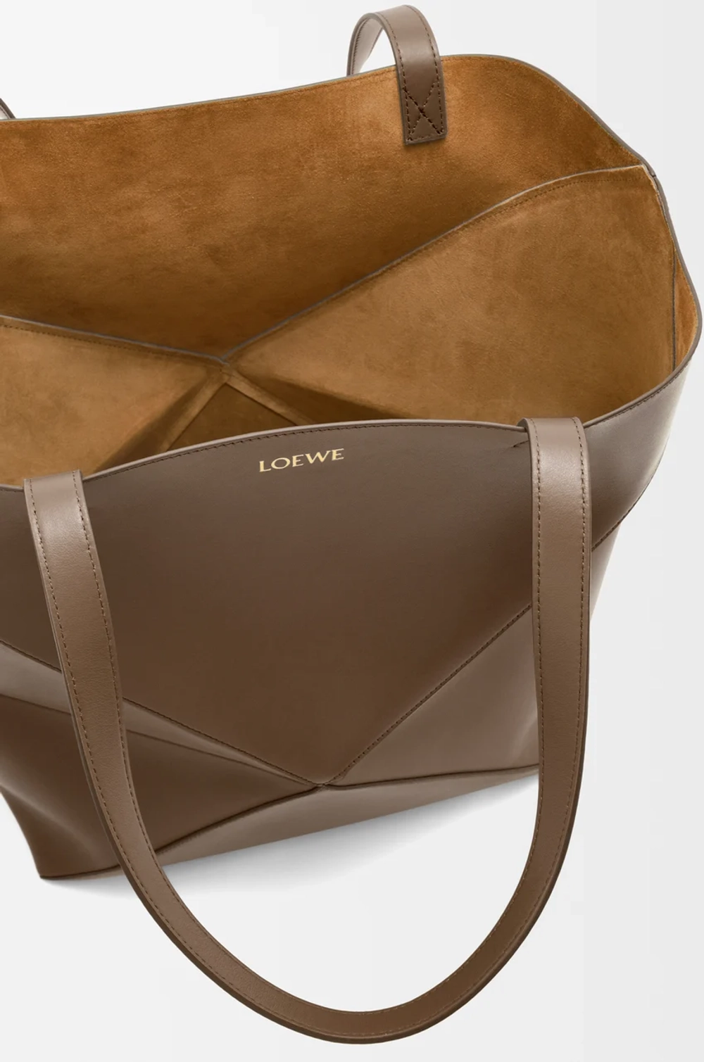 Loewe Сумка-тоут XL Puzzle Fold из блестящей телячьей кожи, коричневый