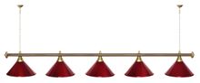 Лампа STARTBILLIARDS 5 пл. (плафоны зеленые,штанга золотая,фурнитура золото)